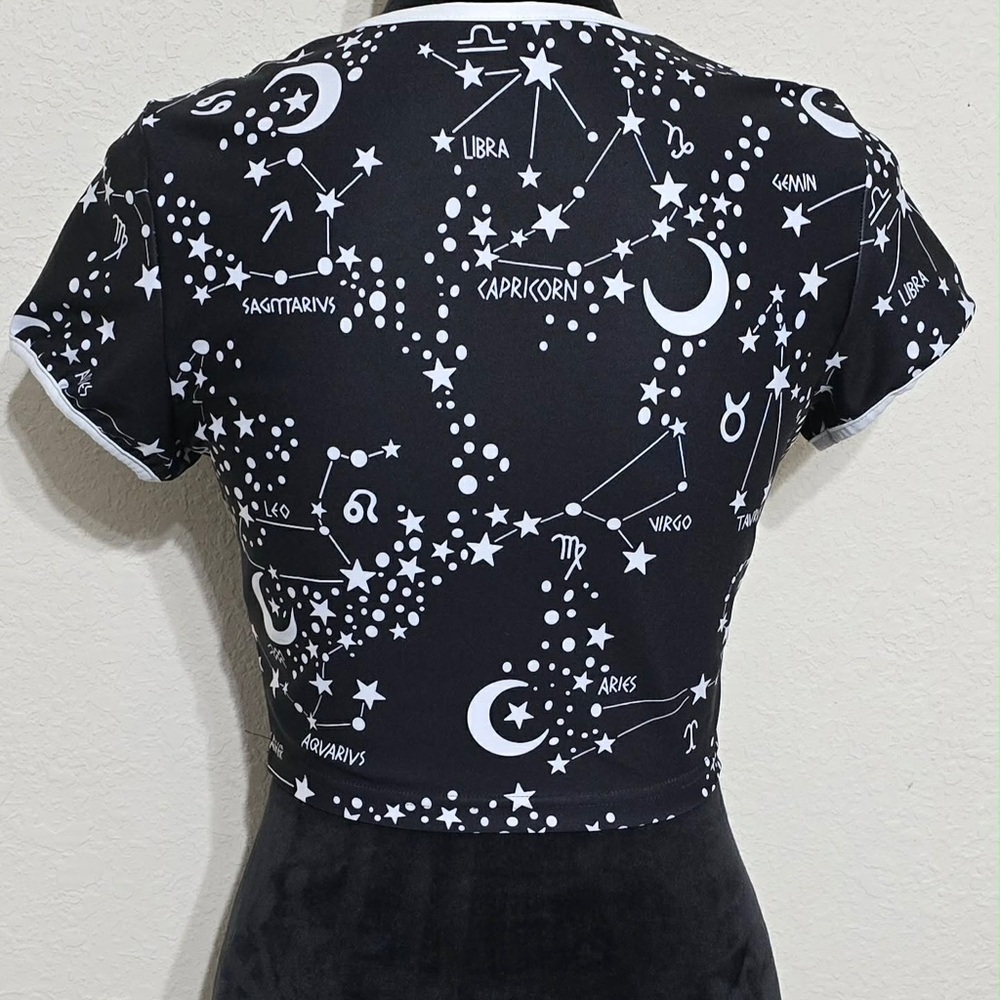 Aura zodiac Black and White Astrological Crop Top witch gothic - Picture 2 of 5